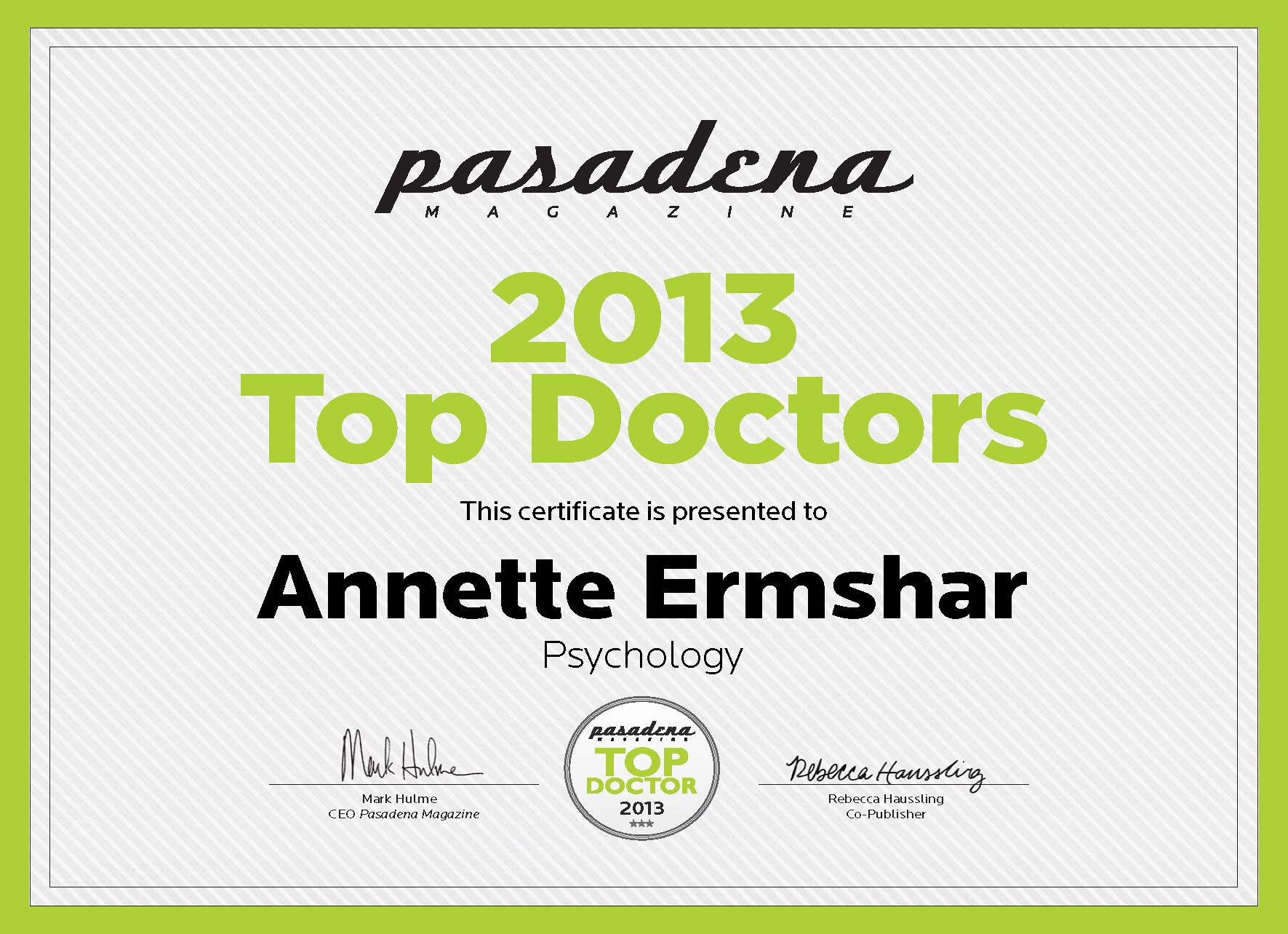 Top Doctor Award - 2013